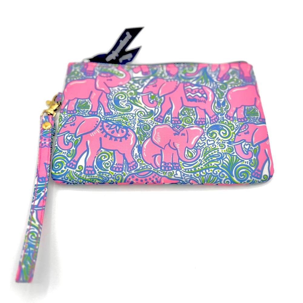 Simply Southern Pink Elephant‎ Paisley Zipper Phone Wristlet Zip Bag Blue Preppy